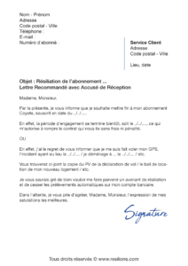 lettre de résiliation gps coyote system